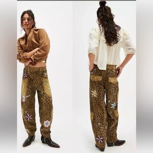 NWT Free People Wild Thing Leopard Print Pull on Pant